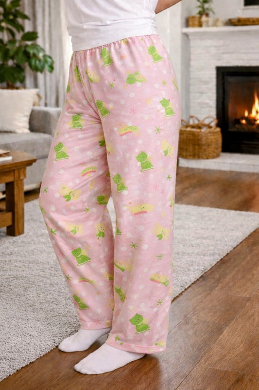 Women’s size large rainbow pastel pajama pants with crescent moon pattern, loose-fit lounge pants with elastic waistband for sleepwear and cozy home wear.